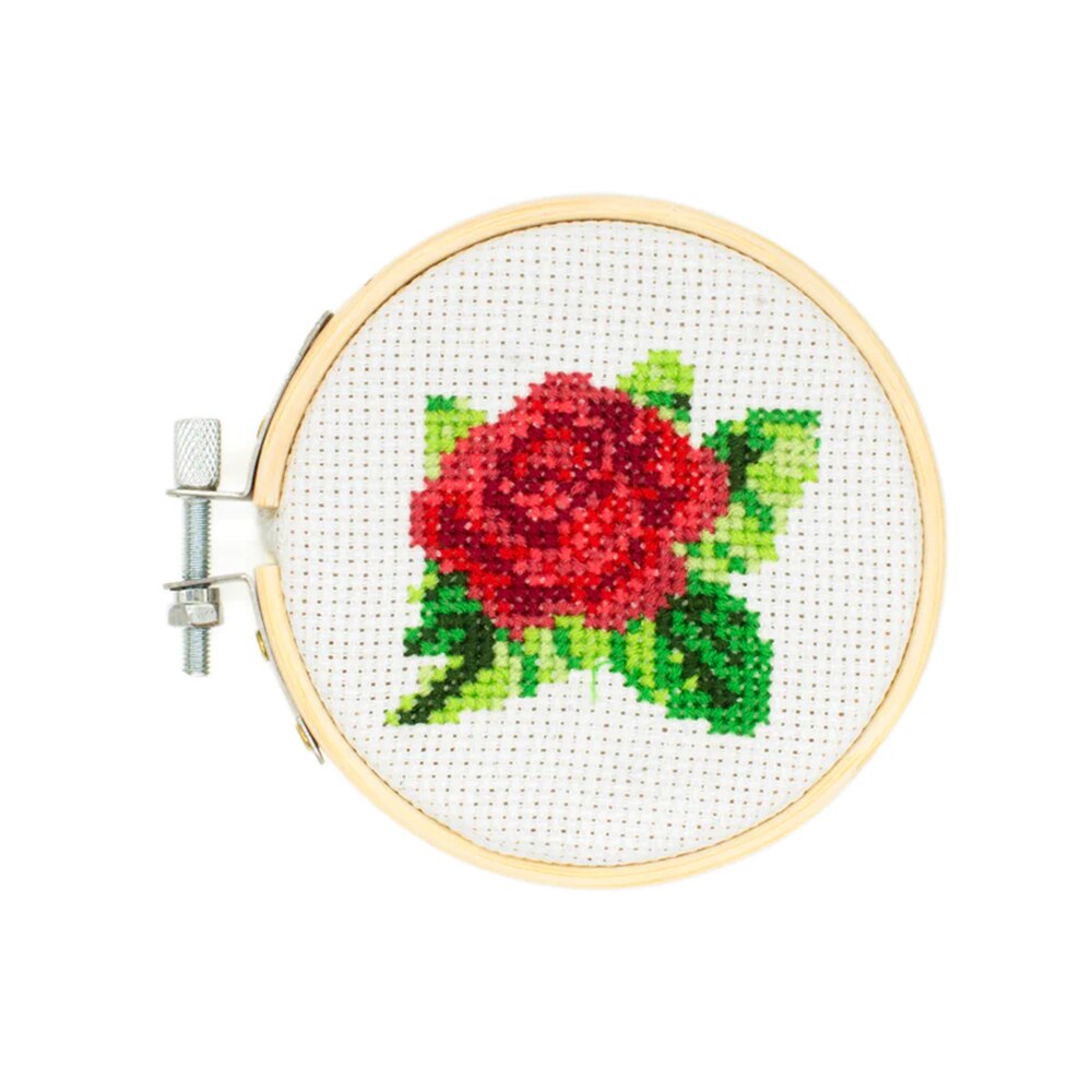 Kikkerland, Craft Supplies, Art & School, Mini, Cross Stitch, Embroidery, Rose, Kit, 458333